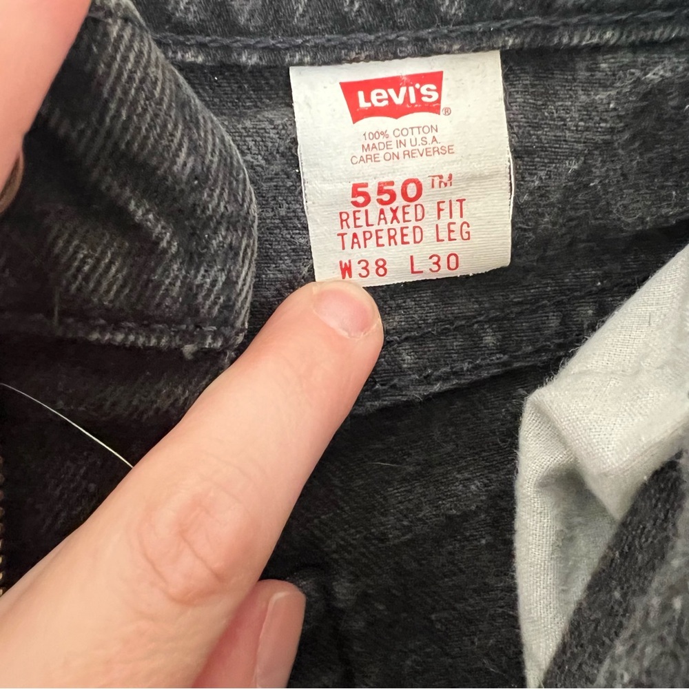 Levi’s 550 Relaxed Fit Tapered Leg Size 38/30 Vintage 90’s Black Denim Jeans - Picture 9 of 12